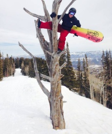 Picture of Roy Moranz Snowboarding in Park City Utah.